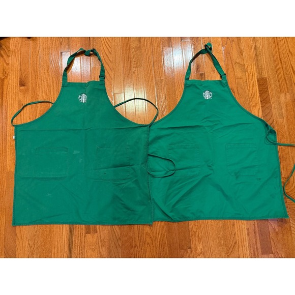 Starbucks Other - Starbucks Green Apron Embroidered Logo Work Uniform Chef Barista Cafe 2 Pack *